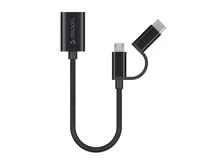 OTG Deppa USB - microUSB+USB-C, нейлон, 0.15 м, черный