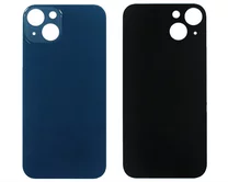 Задняя крышка (cтекло) iPhone 13 (с увел. вырезом) синяя 1кл