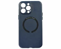 Чехол iPhone 14 Pro Max Leather Magnetic (темно-синий)