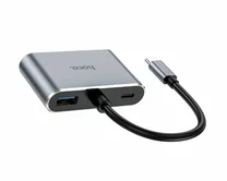 Type-C HUB Hoco HB30 (HDTV+VGA+USB3.0+PD) серый