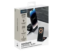 Зарядная станция 2в1 Deppa MagSafe Crystal Slim QI складная, черная