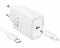 СЗУ-1USB-C Hoco N60 + кабель Type-C-Type-C, PD20W белый