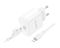 СЗУ-1USB-C Borofone BA81A + кабель Type-C-Lightning, 20W, белый