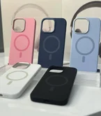 Чехол iPhone 15 Pro Njoyny Metal Silicone (синий)